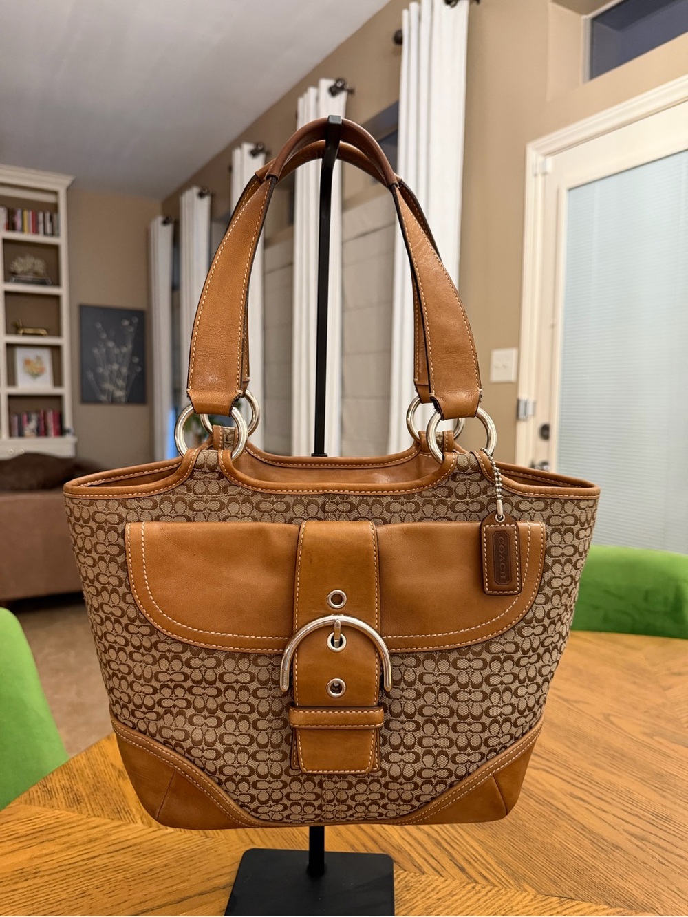 VINTAGE Coach SoHo Signature Canvas Large Buckle Tote